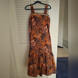 Corey Lynn Calter Vibrant Orange and Black Midi Dress